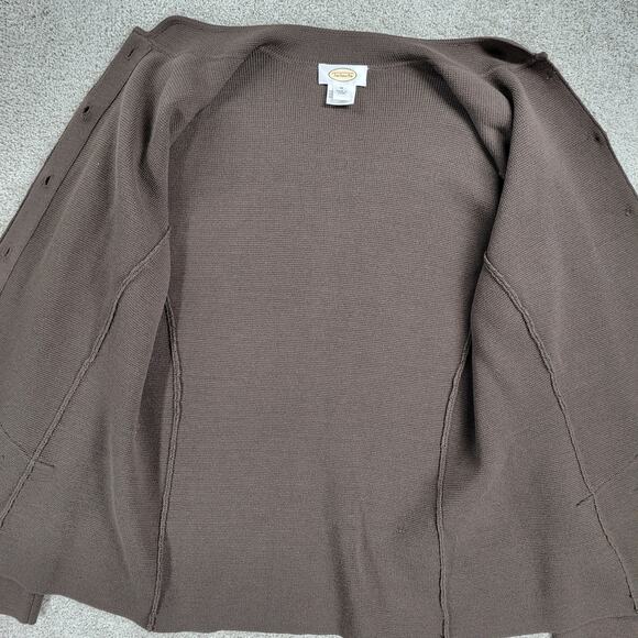 Talbots Silk Cardigan Womens M Brown Knit Button Down Faux Pockets Sweater - Picture 15 of 16